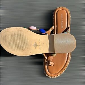 Tan Sandals with Multicolor Accents